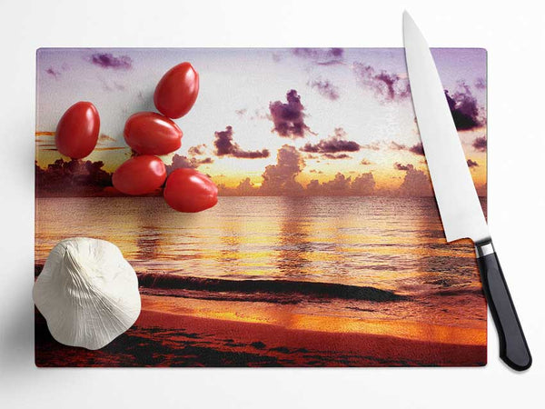 The Oceans Dusk Shorelines Glass Chopping Board