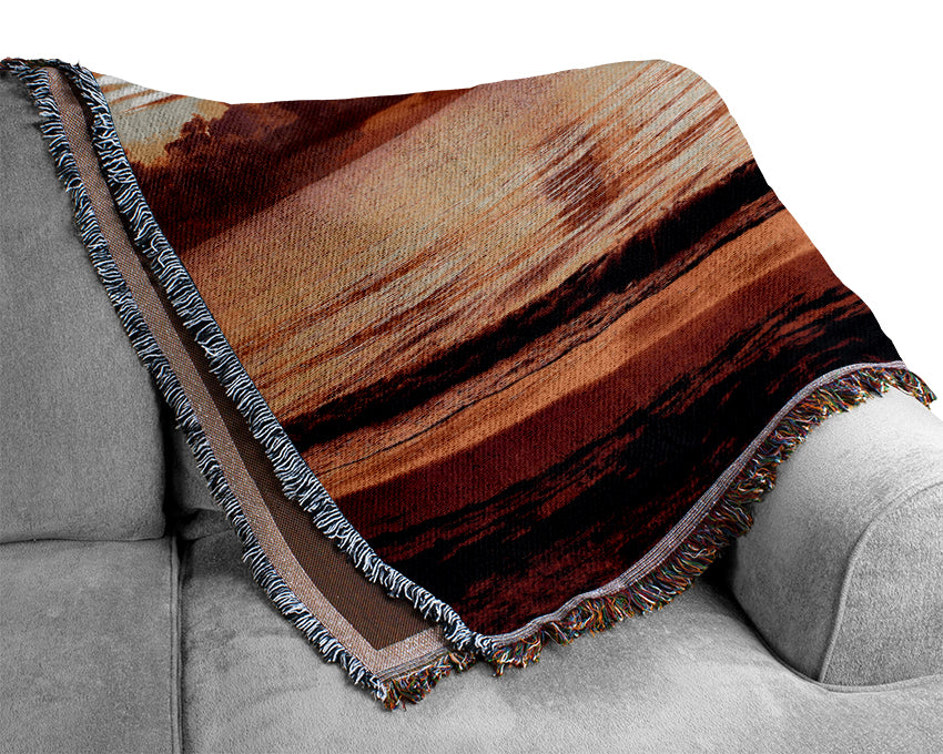 The Oceans Dusk Shorelines Woven Blanket