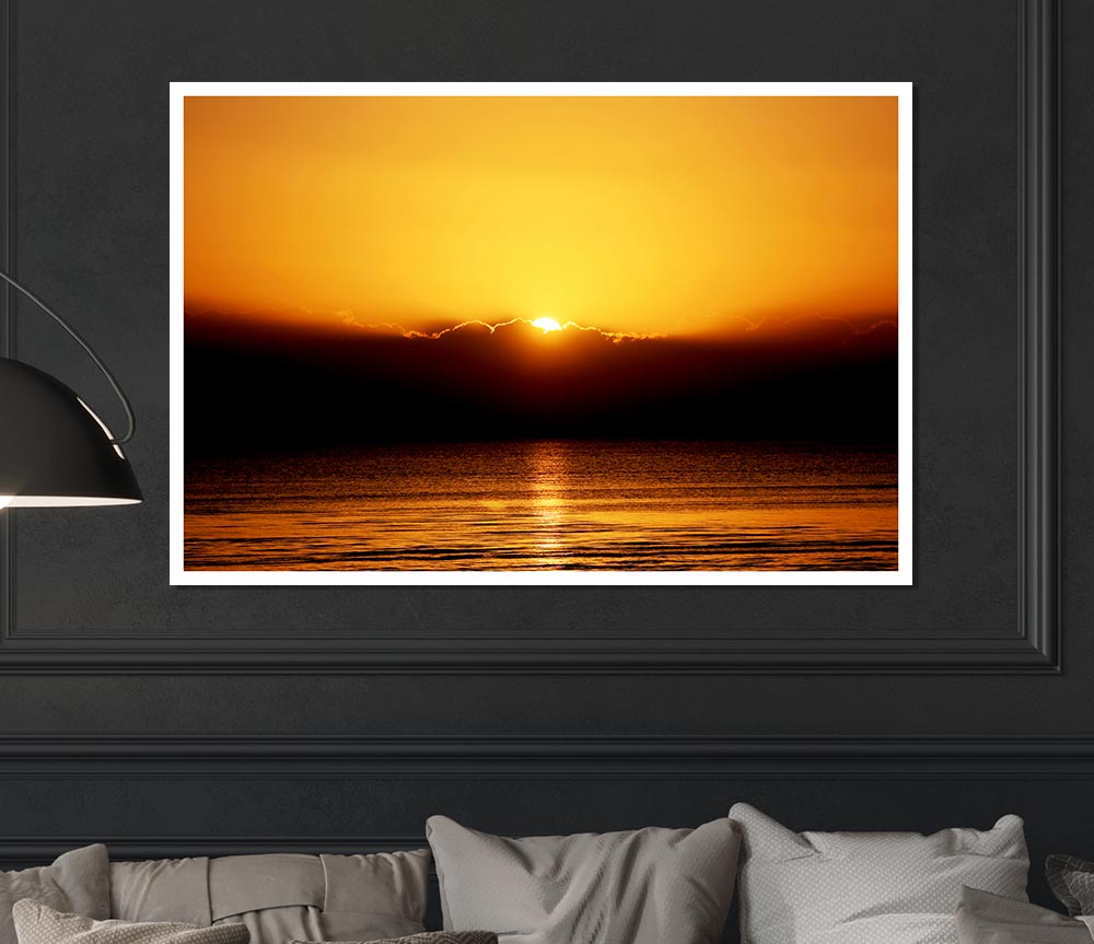 The Last Glimmer Of The Orange Ocean Sun Print Poster Wall Art