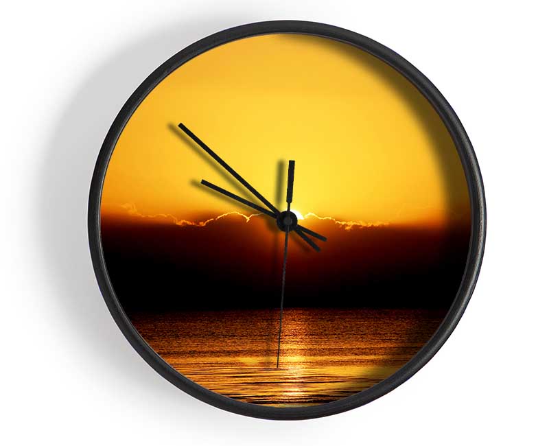 The Last Glimmer Of The Orange Ocean Sun Clock - Wallart-Direct UK