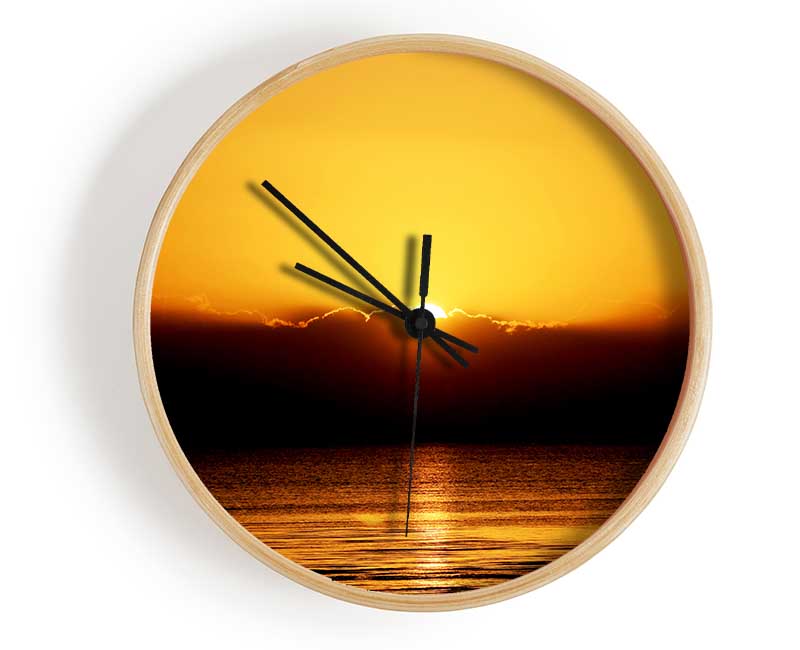 The Last Glimmer Of The Orange Ocean Sun Clock - Wallart-Direct UK