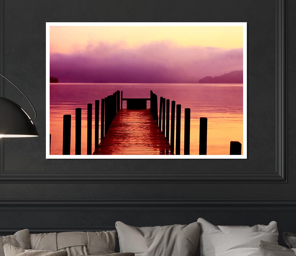 Tranquil Boardwalk Ocean Print Poster Wall Art