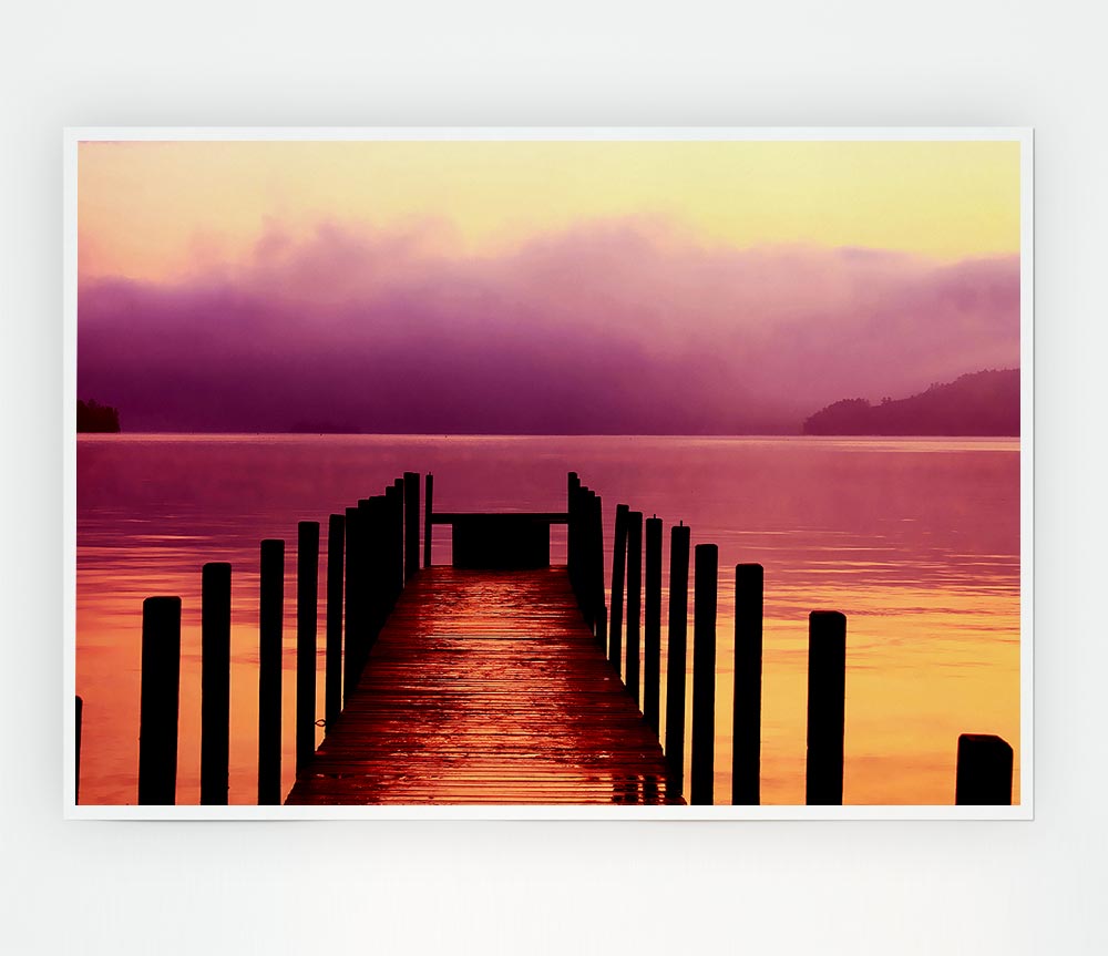 Tranquil Boardwalk Ocean Print Poster Wall Art