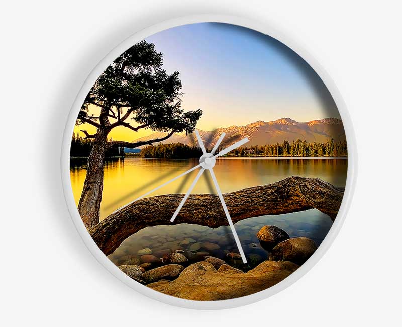 The Perfect Mountain Lake Clock - Wallart-Direct UK