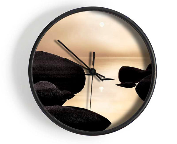 Tranquil Ocean Rocks Clock - Wallart-Direct UK