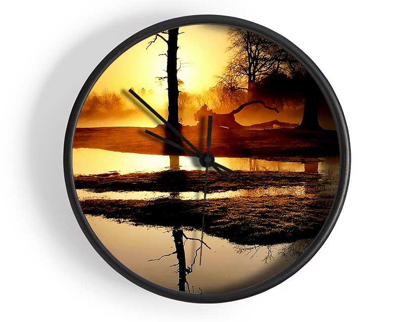 Golden Lake Sunset Clock - Wallart-Direct UK