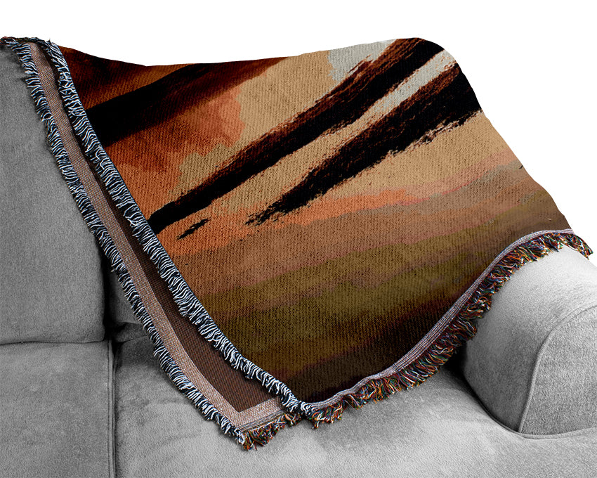 Golden Lake Sunset Woven Blanket