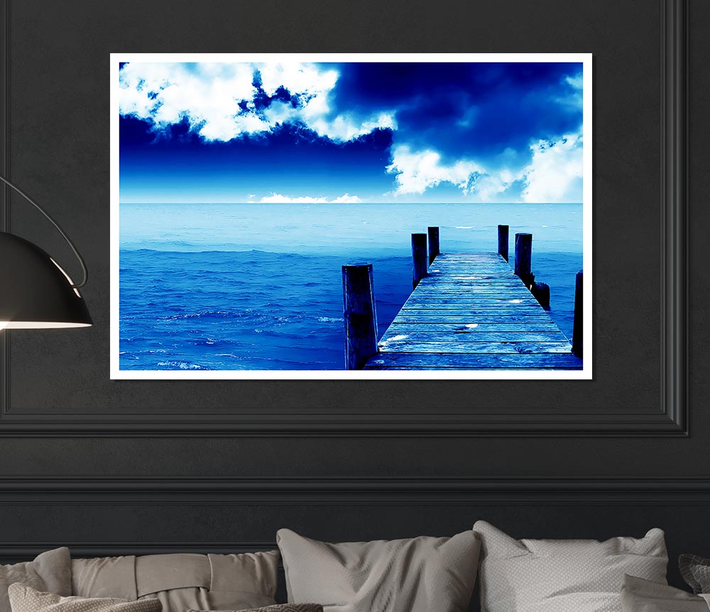 Boardwalk Ocean Blues Print Poster Wall Art