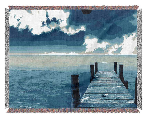 Boardwalk Ocean Blues Woven Blanket