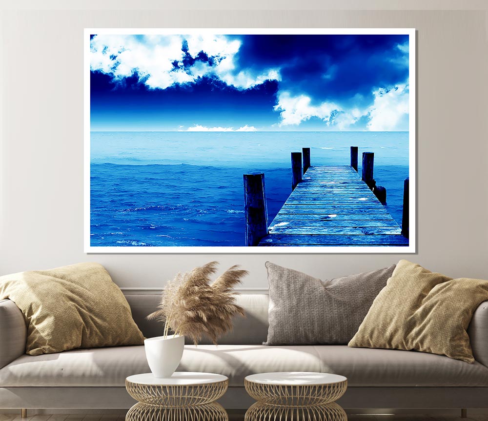 Boardwalk Ocean Blues Print Poster Wall Art