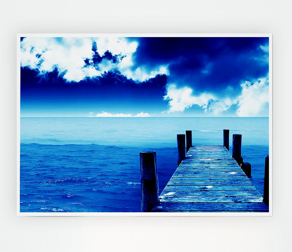 Boardwalk Ocean Blues Print Poster Wall Art