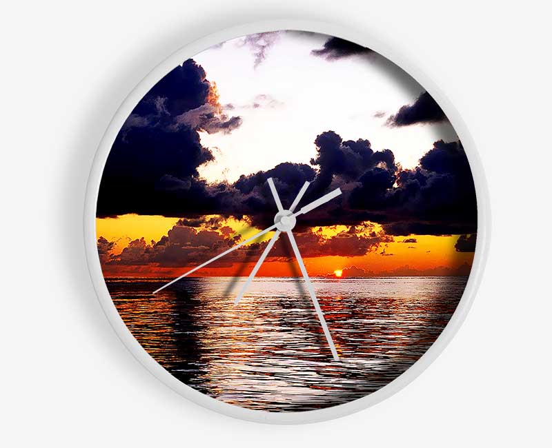 Golden Yellow Ocean Clock - Wallart-Direct UK