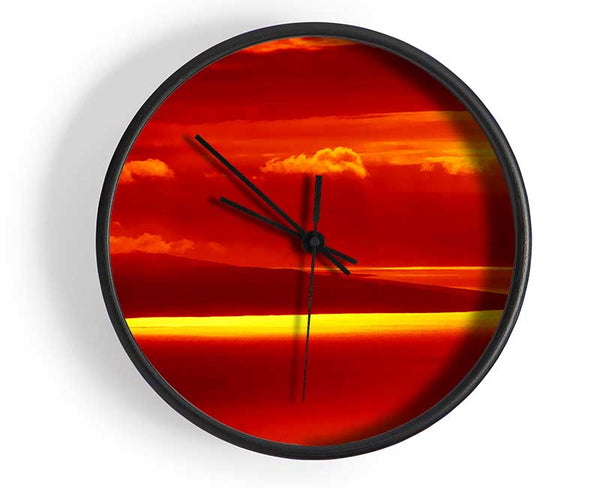 Orange Ocean Glow Clock - Wallart-Direct UK