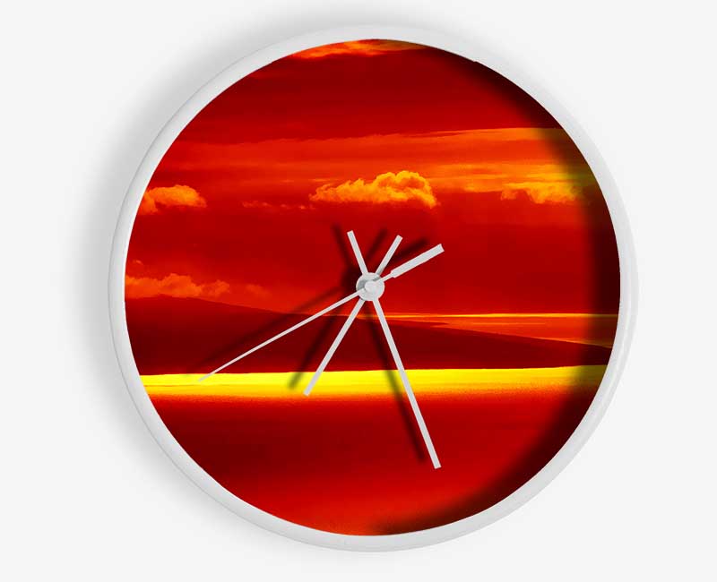 Orange Ocean Glow Clock - Wallart-Direct UK