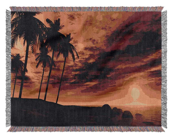 Golden Palm Tree Skies Woven Blanket