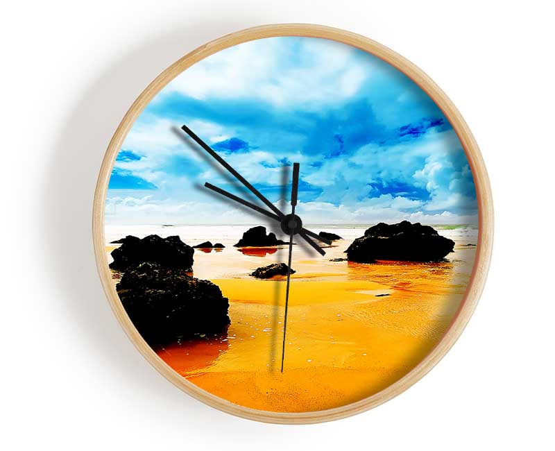 Orange Sands Clock - Wallart-Direct UK