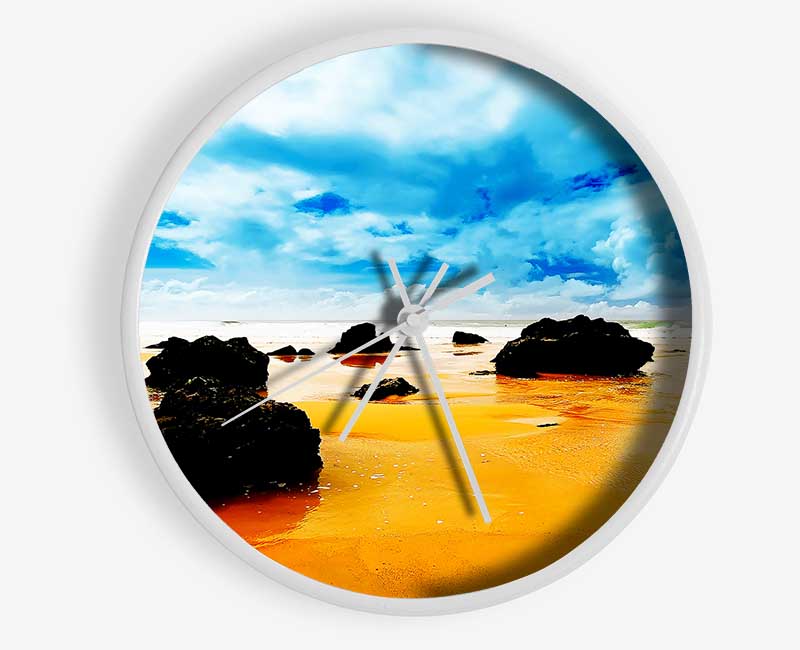 Orange Sands Clock - Wallart-Direct UK