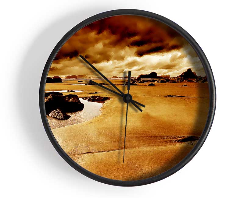 Caramel Ocean Skies Clock - Wallart-Direct UK