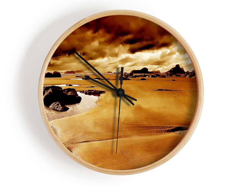 Caramel Ocean Skies Clock - Wallart-Direct UK