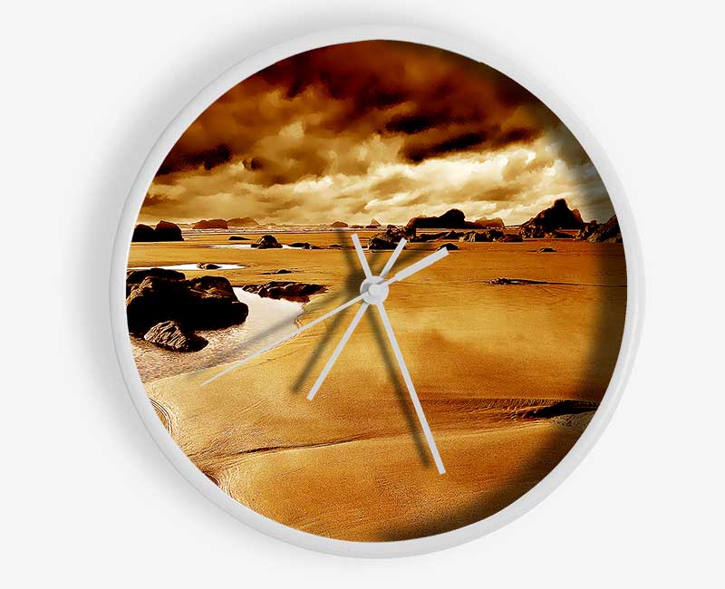 Caramel Ocean Skies Clock - Wallart-Direct UK