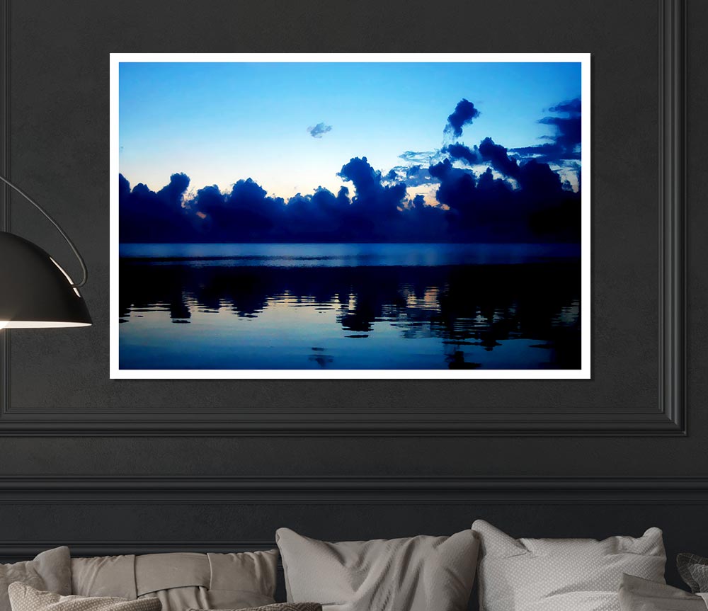 Blue Ocean Skies At Daybreak Print Poster Wall Art