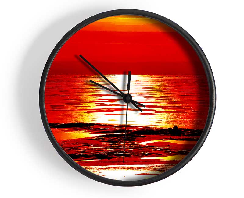 Orange Sun Trail Ocean Clock - Wallart-Direct UK