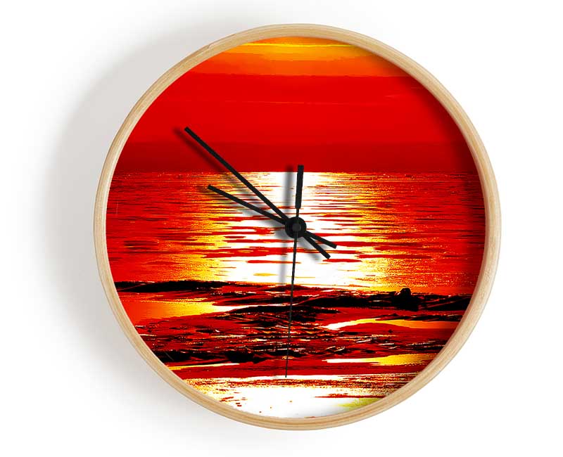 Orange Sun Trail Ocean Clock - Wallart-Direct UK