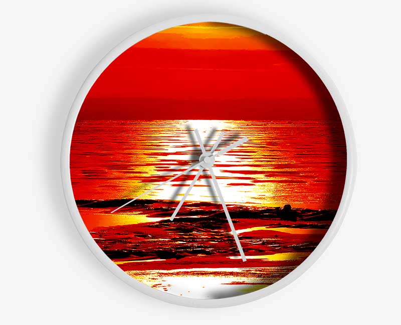 Orange Sun Trail Ocean Clock - Wallart-Direct UK