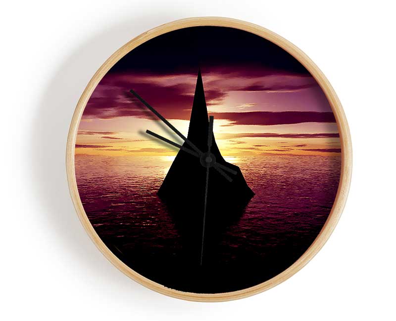 Ocean Sailboat At Dusk Clock - Wallart-Direct UK