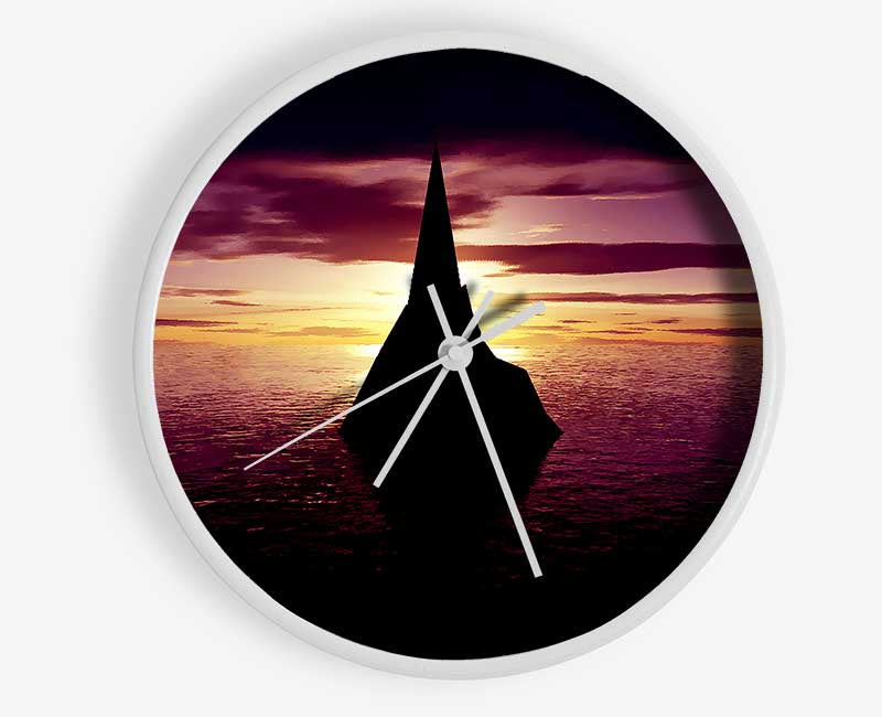 Ocean Sailboat At Dusk Clock - Wallart-Direct UK