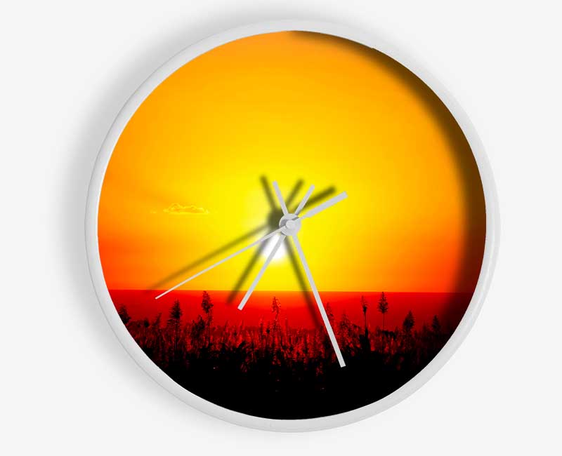 Red Ocean Flowers Clock - Wallart-Direct UK