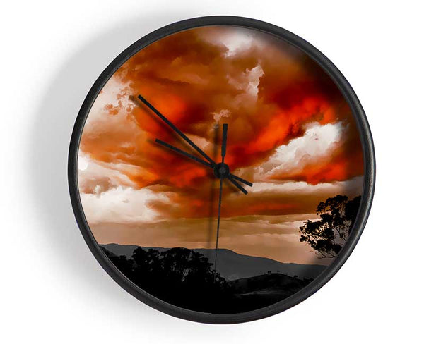 Lava Sky Mountains Clock - Wallart-Direct UK