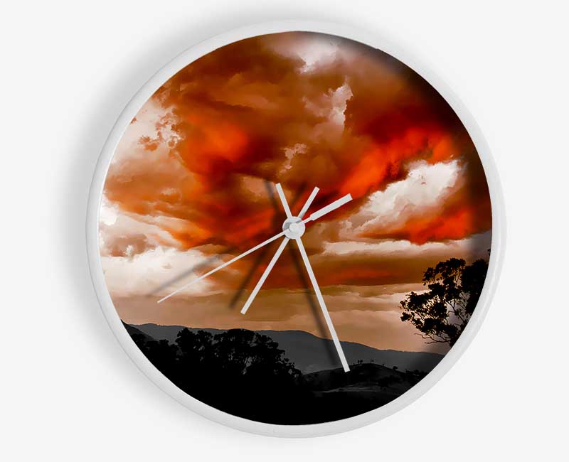 Lava Sky Mountains Clock - Wallart-Direct UK