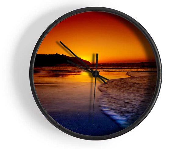 Red Ocean Dusk Clock - Wallart-Direct UK