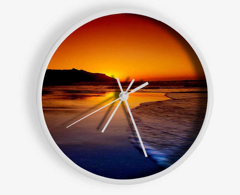 Red Ocean Dusk Clock - Wallart-Direct UK