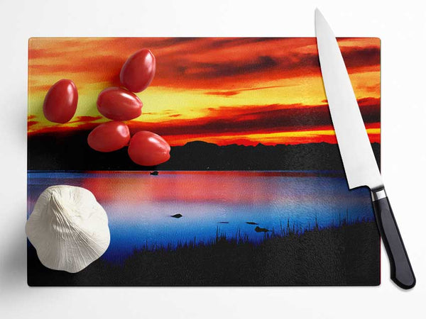 Tranquil Lake Verge Glass Chopping Board