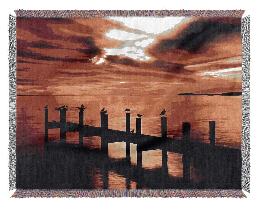 Pier Fire Sky Woven Blanket