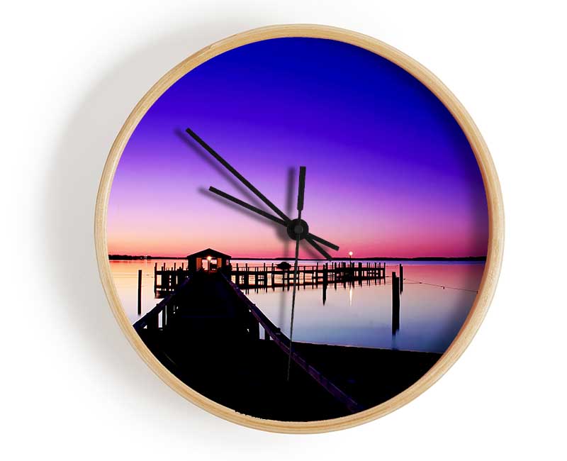 Purple Pier Ocean Clock - Wallart-Direct UK