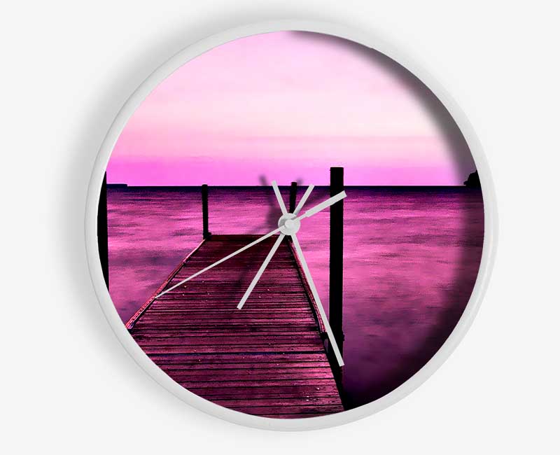 Pink Pier Paradise Clock - Wallart-Direct UK