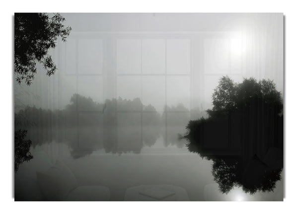 Misty Moonlit River B~w