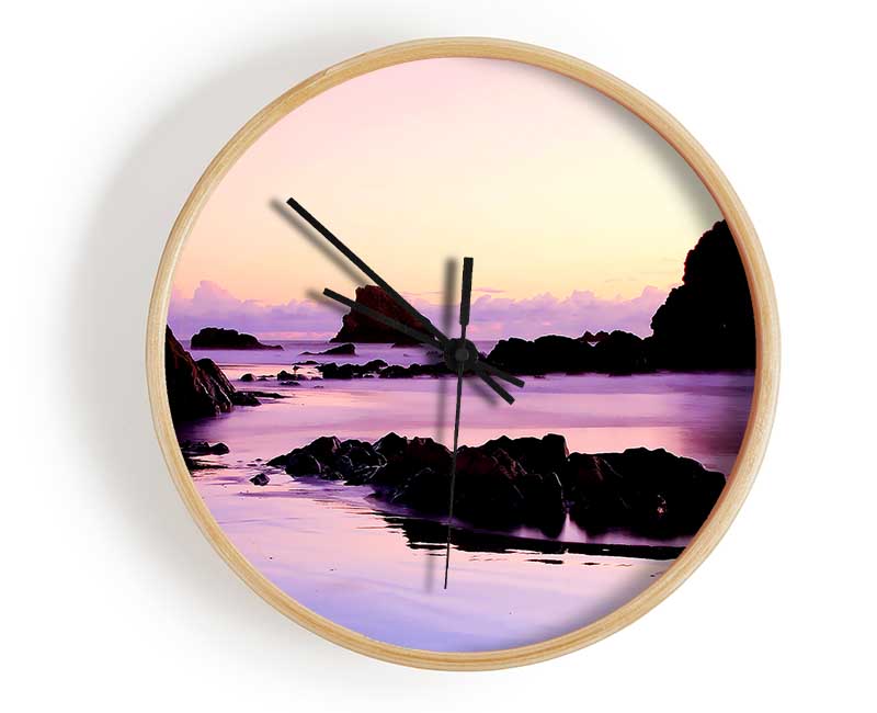 Mystical Lilac Ocean Clock - Wallart-Direct UK