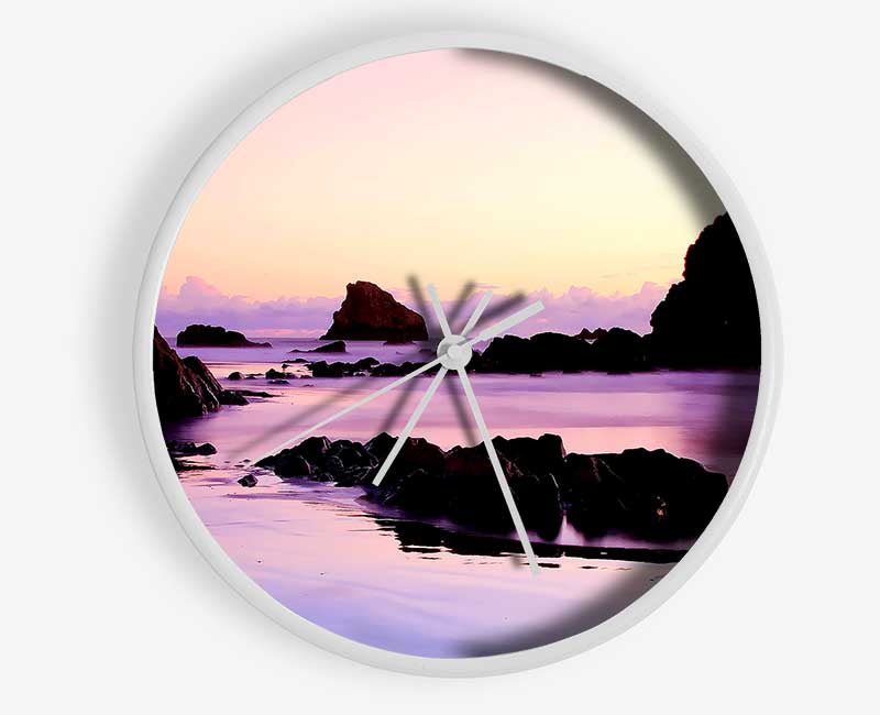 Mystical Lilac Ocean Clock - Wallart-Direct UK