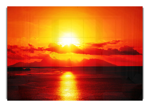 Orange Sun Blaze Clouds Seascape Canvasb