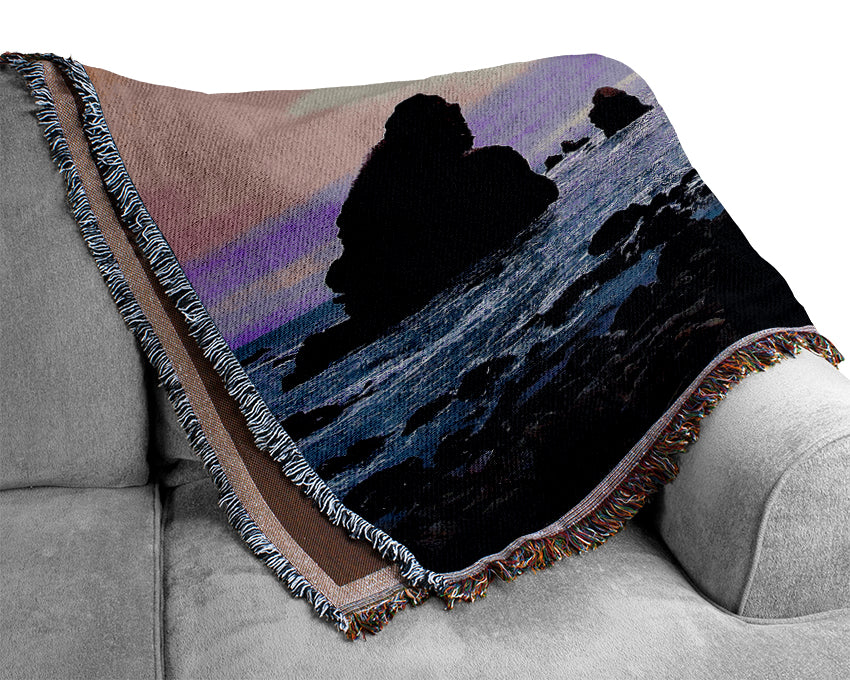 Peach Rock Sunset Woven Blanket