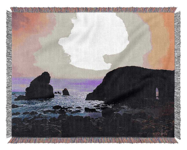 Peach Rock Sunset Woven Blanket