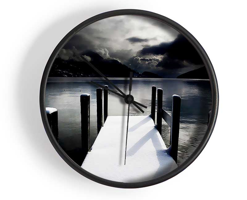 Tranquil Mountain View Lake Side Clock - Wallart-Direct UK