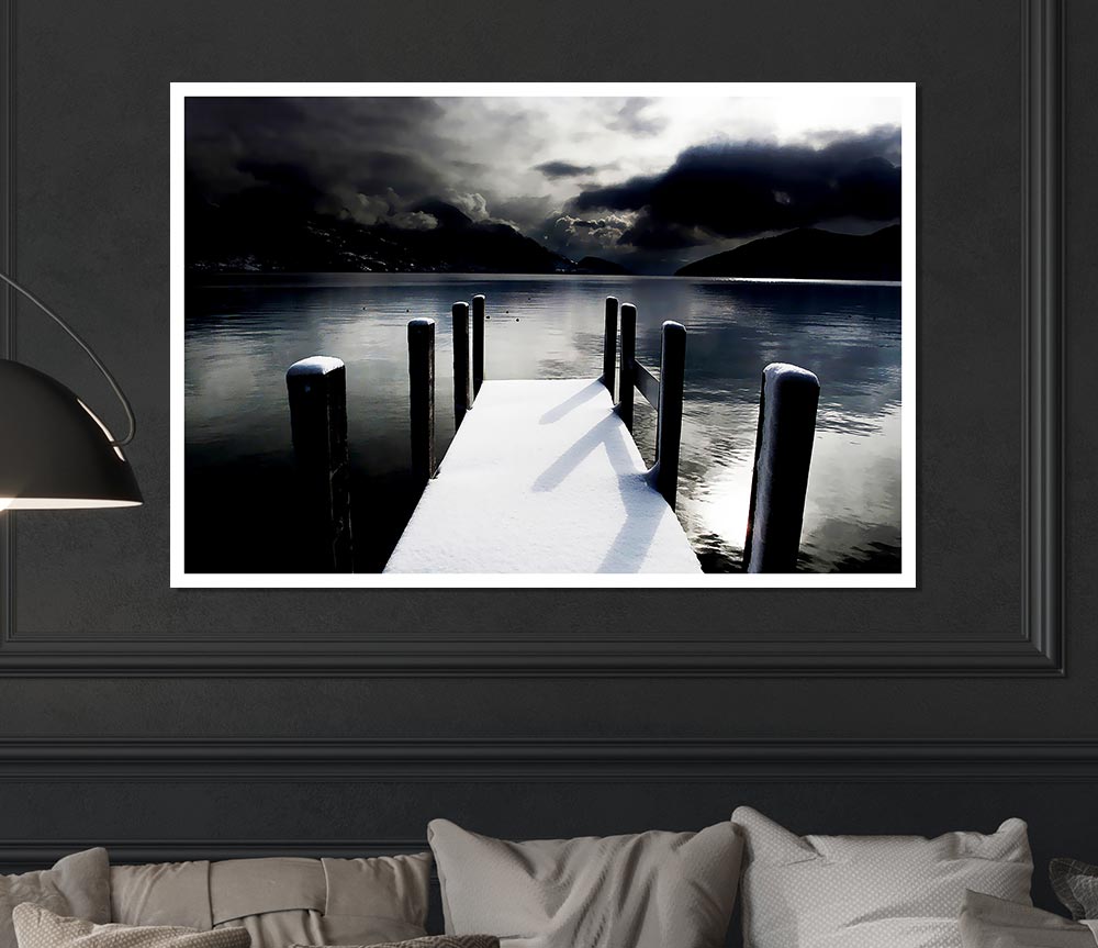 Tranquil Mountain View Lake Side Print Poster Wall Art