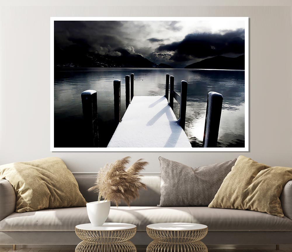 Tranquil Mountain View Lake Side Print Poster Wall Art