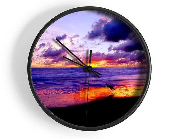 Blazing Ocean Sunset Clock - Wallart-Direct UK