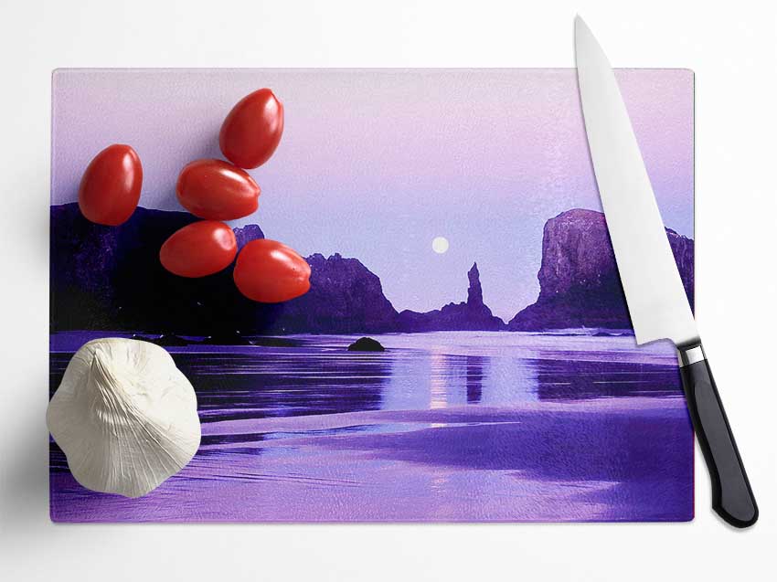 Lilac Moonlit Ocean Glass Chopping Board